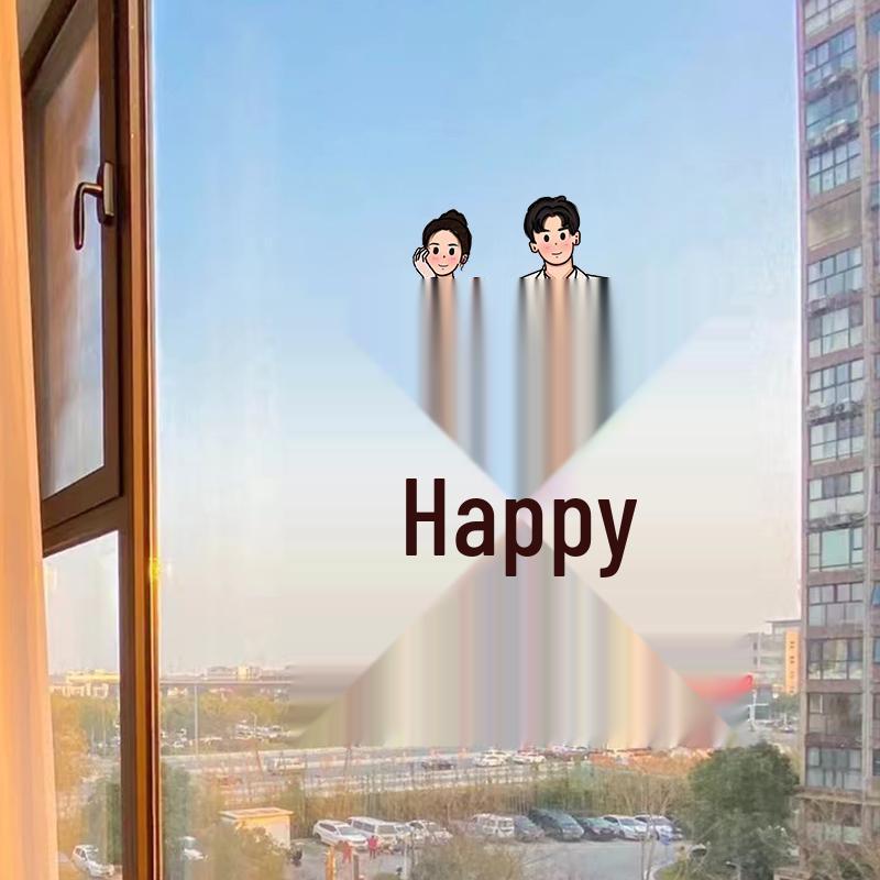 Double-Sided Xi Character Wedding Window Clings Decoration Set