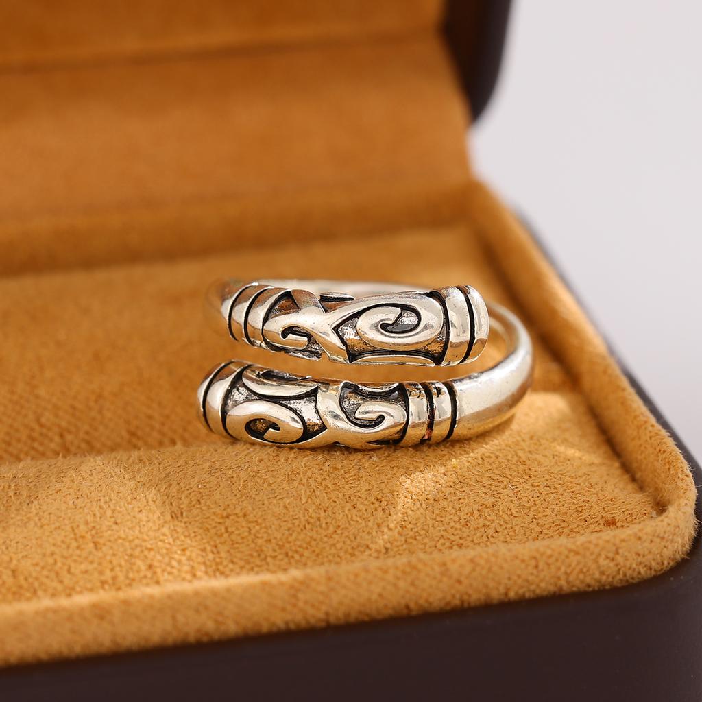 New Fashion Tight Spell Wukong's Weapon 925 Silver Jewelry Hoop Stick Cloud Pattern Flower Opening Rings R353