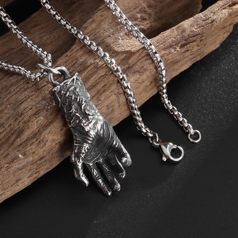 Vintage Gothic Demon Hand Nero Demon Buster Necklace Pendant Men's Personality Cool Punk Jewelry Halloween Gift