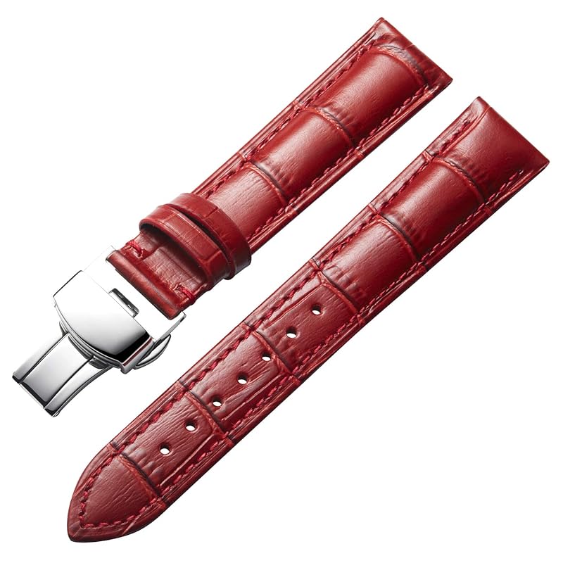 

[BINLUN] watch band genuine leather band for replacement genuine leather chicken leather pattern calf leather men s ladies Unisex 10 colors 12 sizes