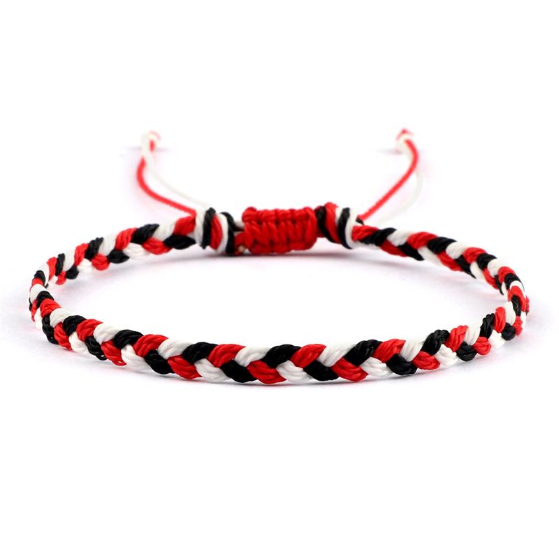 Adjustable Colorful Three-Strand Braided Waxed Thread Bracelet Set for Couples and Handmade Jewelry