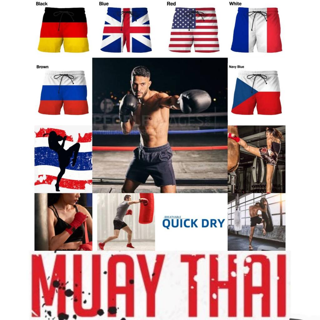 Boxing Shorts USA UK Czech Russia France Germany Flag 3D Print Training Unisex Men Women Quick Dry Fitness Gym Sport Workout Casual Streetwear