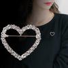 Elegant Rhinestone Heart Brooch for Women's Fashionable Clothing Accessories