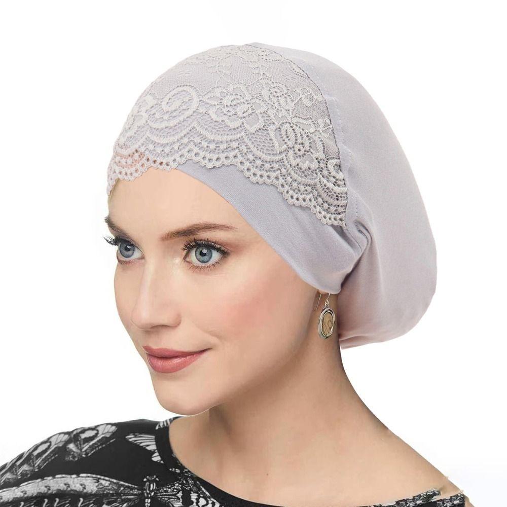 Breathable Inner Hijab Undercap Soft Turbante Fashion Lace Hijab Cap  Women Headwear