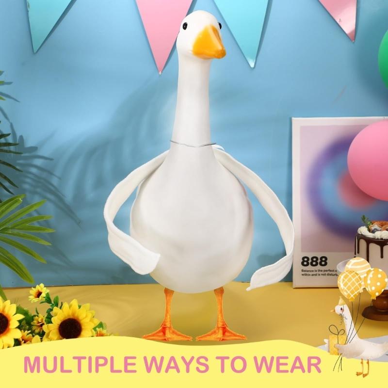 Bendable Gooses Costume Wing Soft Plush Fabric White Wing Adjustable Rustproof Frame for Porch Garden Statues Outfit
