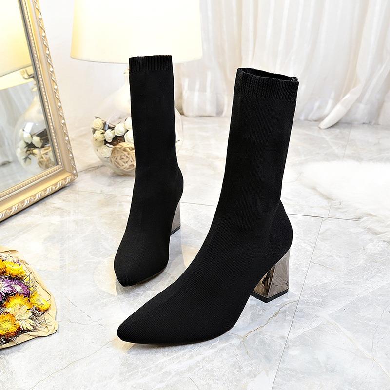 Knitted Short Boots, Women's Martin Elastic Boots, Knitted Socks Boots