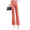 2024 Versatile Printed Micro-Flare Pants: Elastic Waist, Slimming, Stretchy Women’s Long Pants