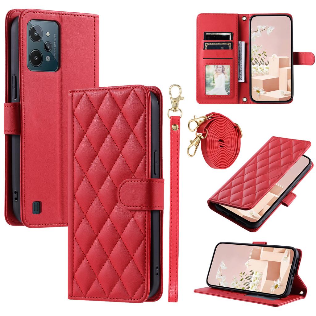 Suitable for Oppo REALME C31 Leather Case A31 Small Fragrant Wind Rhombus Check Card Diagonal Span Handbag A52