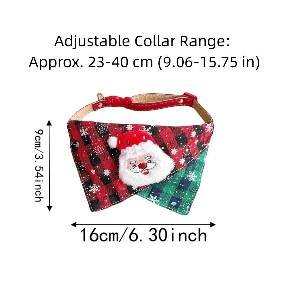 Checkered Pattern Christmas Pet Collar Soft Cloth Santa Claus Bib  Winter Gathering