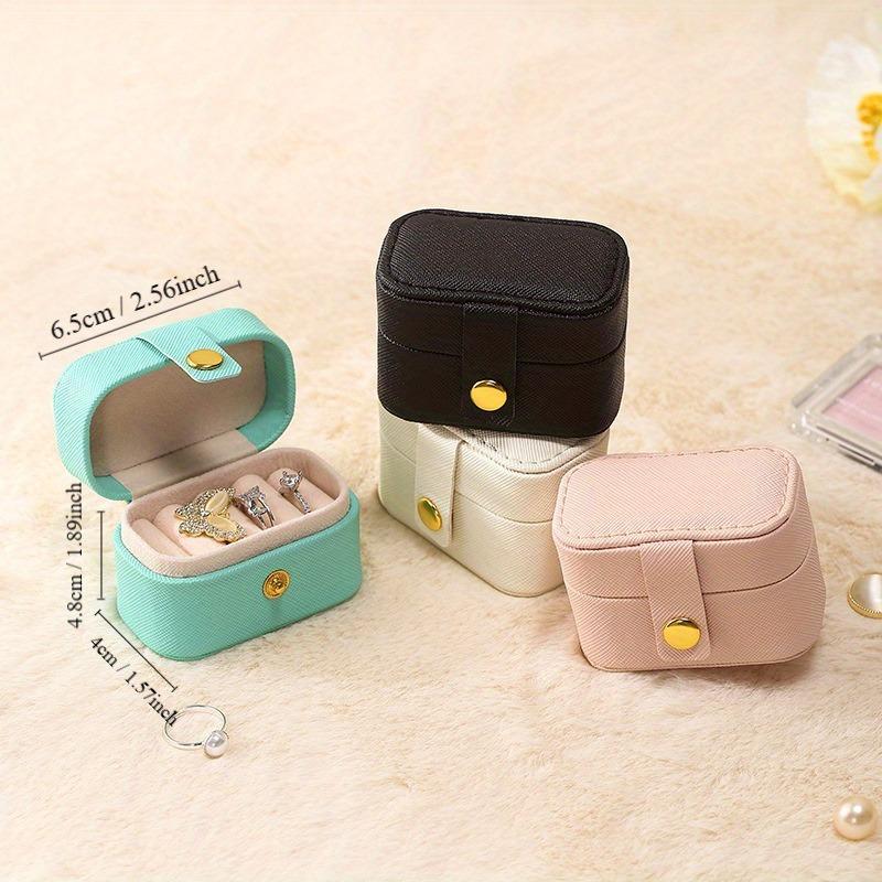 1PC Mini Portable Jewelry Box – PU Leather Ring & Earring Storage! Compact Ornament Case for On-the-Go
