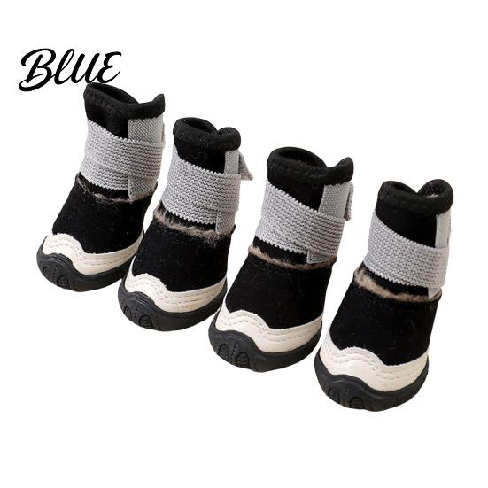 Durable Pet Footwear for Snowy Roads 4Pcs Dog Snow Boots Fleece Lined Winter Booties Anti-Skid Warm Indoor Shoes Small Dogs Paw Protectors