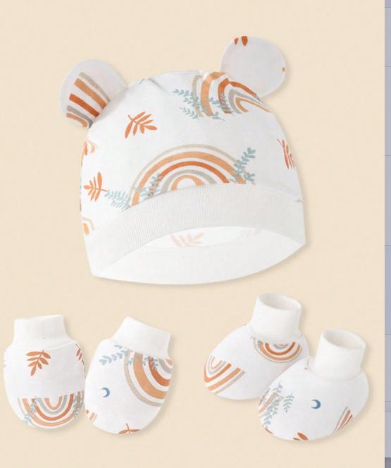 Newborn Newborn Baby Hat Anti Scratch Gloves Protective Foot Cover Three Piece Set Baby Hat Baby Hat