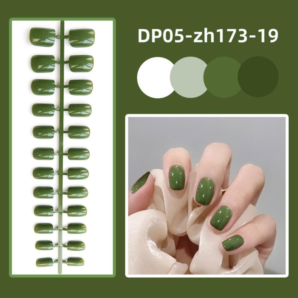 24pcs Detachable Short Square Head False Nails Solid Color Nail Tips New Press False Nails  Women