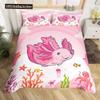 Cute Axolotl Duvet Cover Set Full Size Cartoon Salamander Bedding Set Kawaii Animals Comforter Cover Constellation Black Decor