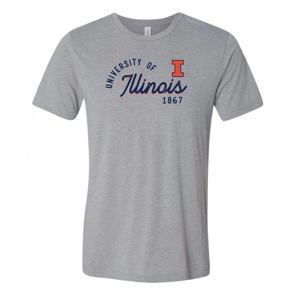 Illinois Fighting Illini Sunshine Script Canvas Triblend T Shirt - Athletic Grey