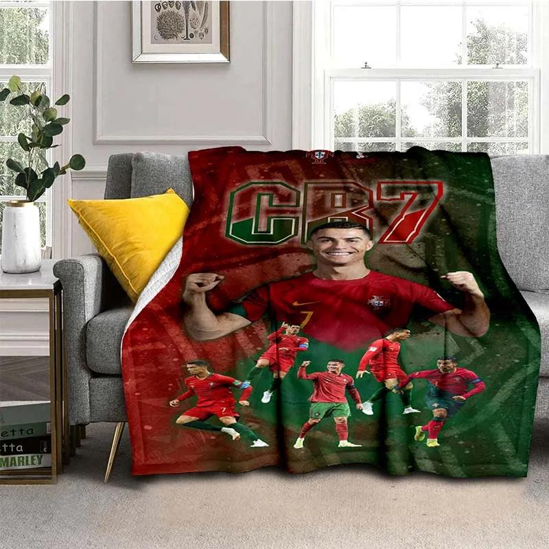 Pătură de flanel cu model Cristiano R-Ronaldo CR7, pătură multifuncțională pentru cadou de sărbători Pături calde și moi toate anotimpurile
