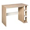 Computertisch Computertisch 100L x 44B x 74H cm 3 Seitenregale Holz Helleiche Weiß Farbe