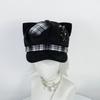 New Y2K Spice Girl Subculture Plaid Patch Cat Ear Hat Versatile Beret Breathable Cos Hat