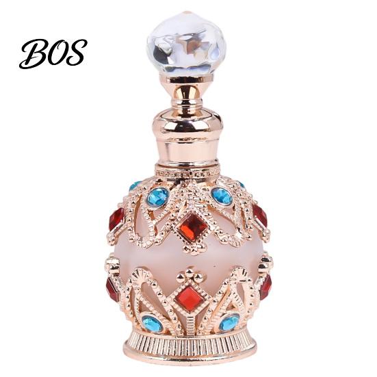 Portable Essential Oil Bottle 15ML Vintage Luxury Refillable Perfume Bottle, & Fragrance Glass Dispenser Dubai Arabian Style Empty Container