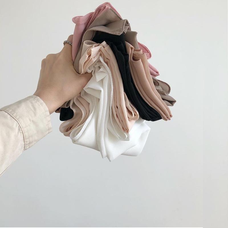 Muslim Plain Bubble Chiffon Hijab Scarf Women Scarves Long Shawls And Wraps Head Scarf Solid Color Soft Silk Feeling Headband