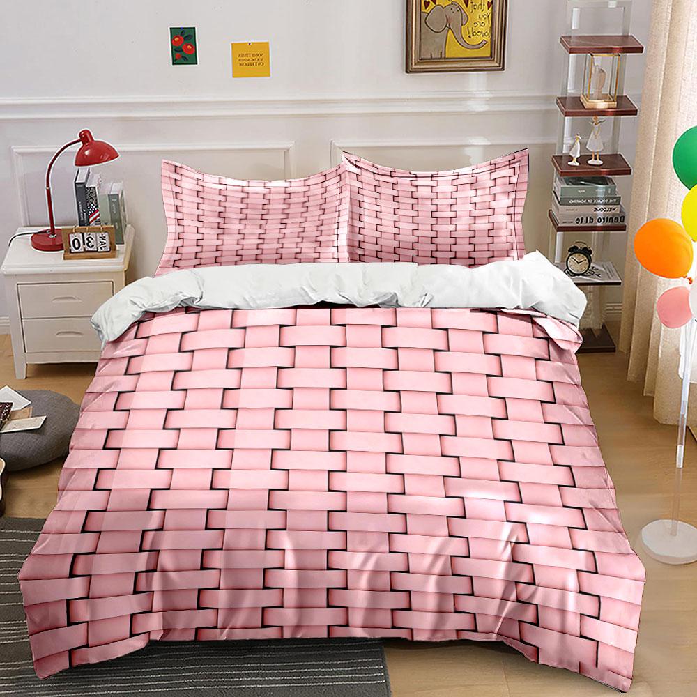 

Pink brick wall pattern. Bedding sets Duvet cover sets Duvet covers Pillowcases(1 * Duvet Cover 2 * Pillowcases, without duvet insert) 135x200cm