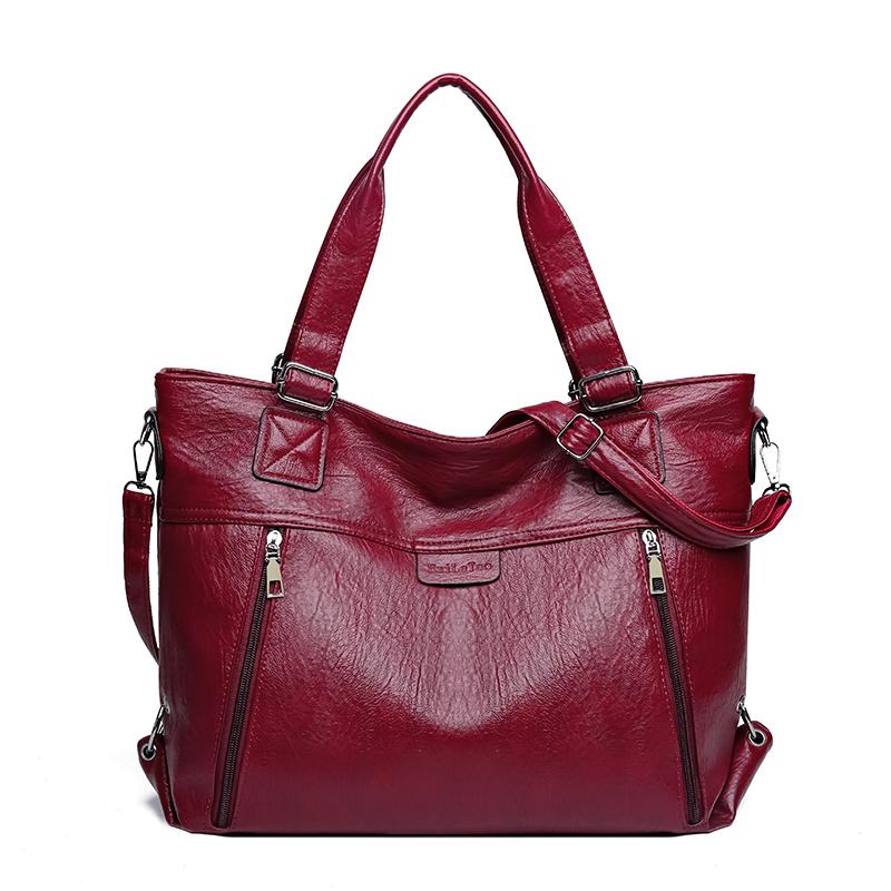 Soft Leather Handbag Women's Shoulder Crossbody Bag Large Capacity Tote Bag Mother's Bag