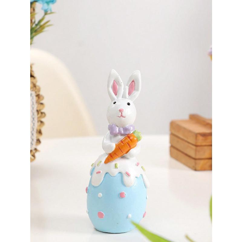 Easter Decorations, European Style Cute Easter Bunnies, Easter Eggs Decor, Resin Rabbit & Eggs Figurines, Home Party Gift Gifts Birthday Graduation