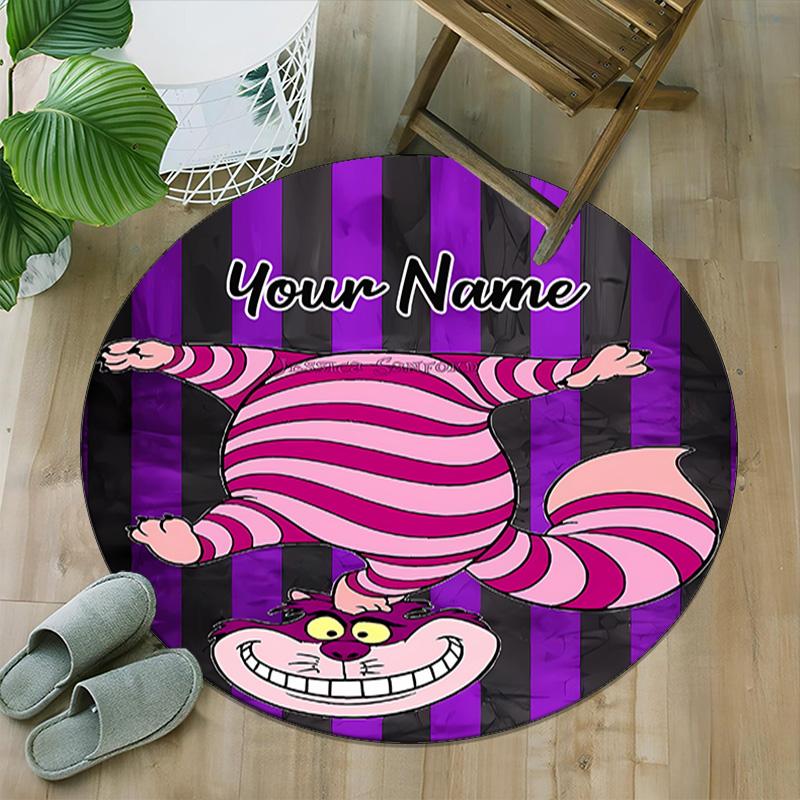 Customizable Cheshire cat1 Round Non-Slip Carpet - Ideal for Garden, Picnic, Office, Perfect for Decoration, Suitable For All Seasons
