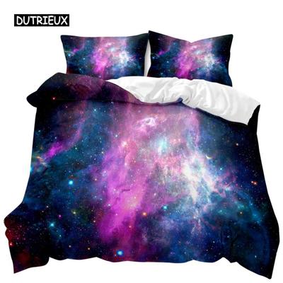 Housse de couette Star Space Nébuleuse de nuage de gaz poussiéreux et amas d'étoiles dans l'espace lointain Ensemble de literie en polyester Taille double queen king
