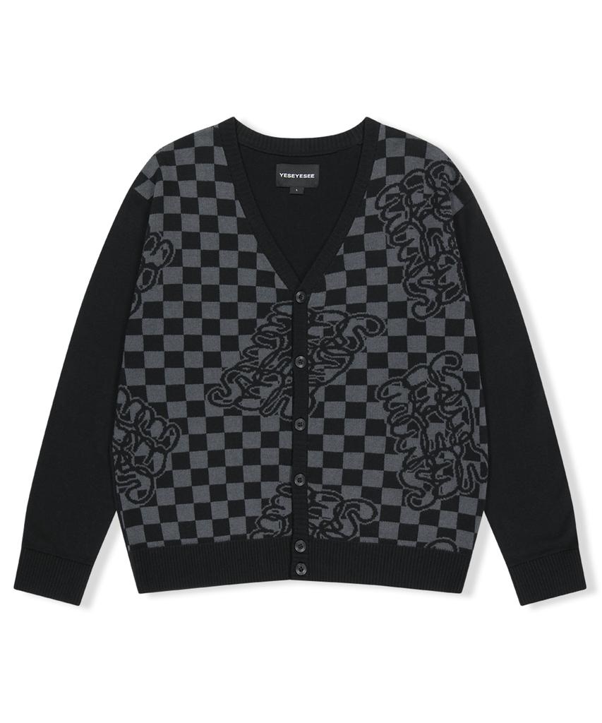 Yeseyesee Y.E.S Checkerboard Cardigan Black