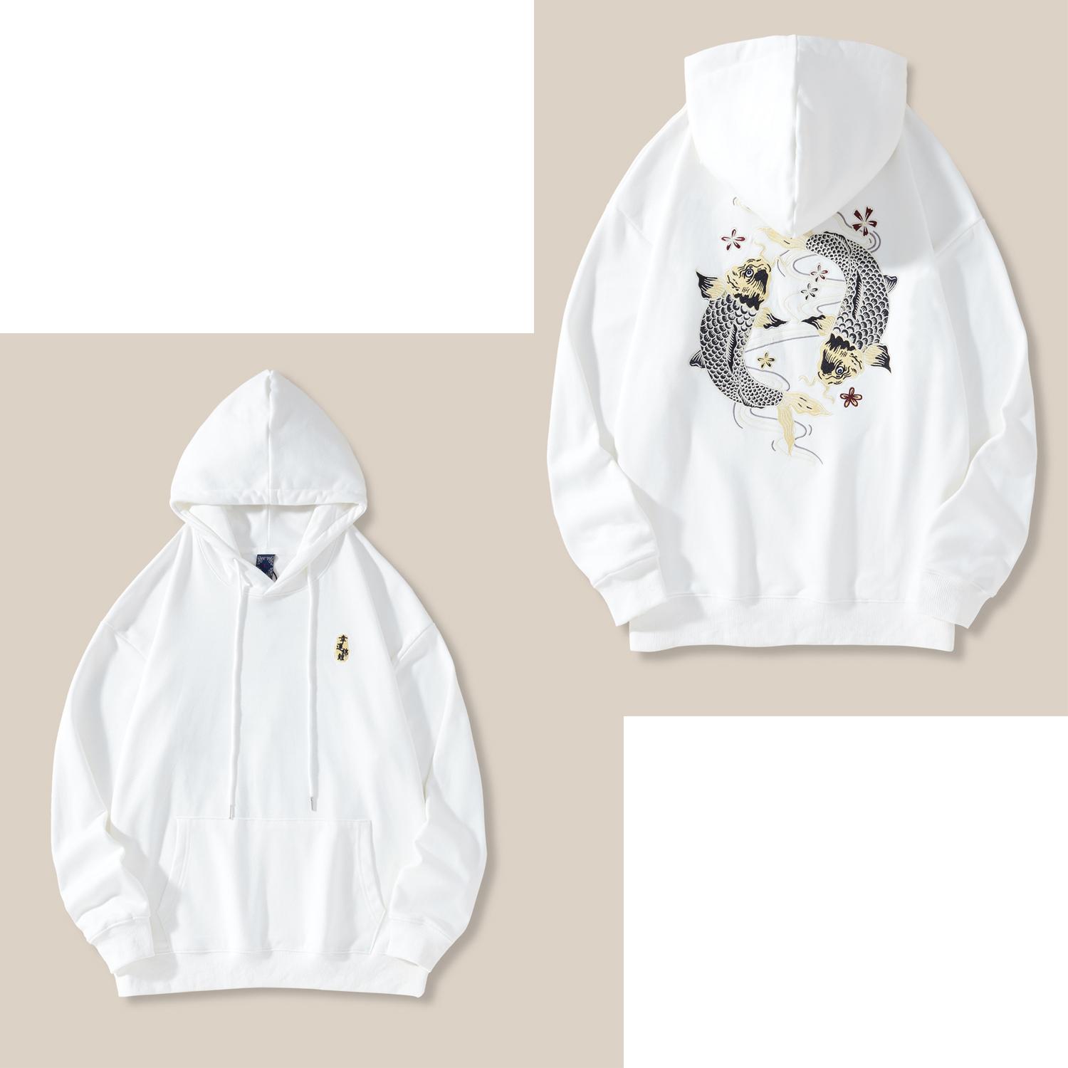 

Осенне-зимняя толстовка с принтом кои, мужская модная толстовка с капюшоном, мужской пуловер, повседневная толстовка с капюшоном для пары 3XL