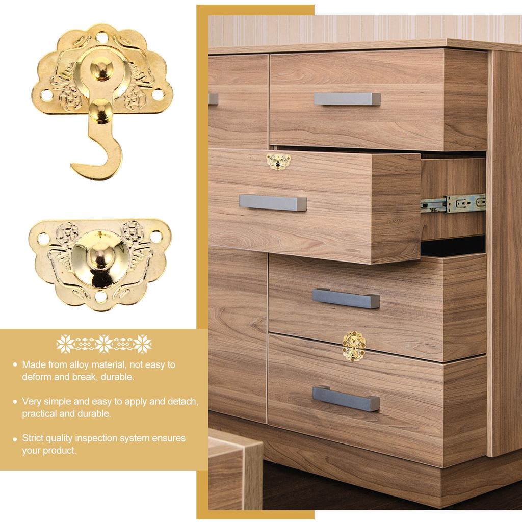 5Pcs Retro Wooden Cabinet Lock Buckle Alloy Metal Hasp for Packing Box Door Furniture Storage Cabinet Box Lock Buckle