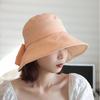 Sunscreen hat women's spring and summer UV protection sunshade bucket hat bow British eaves elegant versatile sun hat