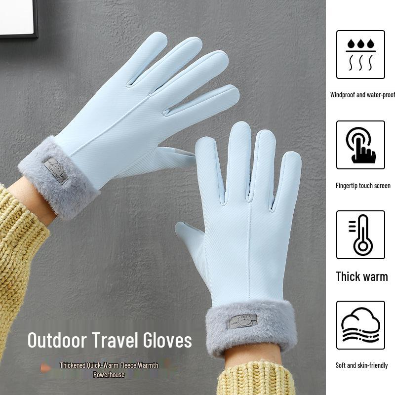 Women's Winter Fleece-Lined Touchscreen Gloves – Warm, Waterproof, Windproof, and Skin-Friendly for Driving, Cycling, and Riding.