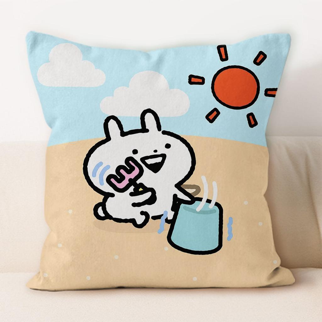 Happy Bunny Pillow Modern Simple Home Decoration Cushion Car Backrest Square Pillow