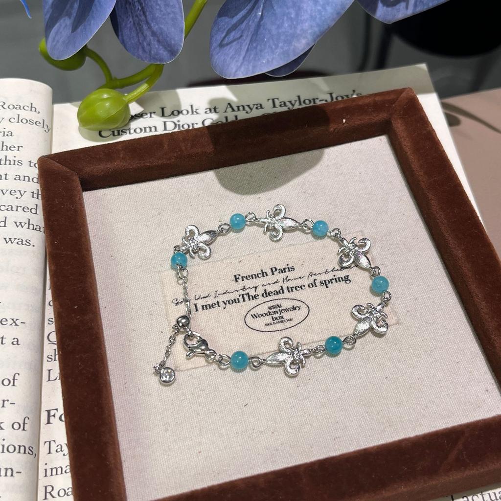 Fresh And Sweet Delicate Versatile Brushed Iris Chalcedony Bracelet Light Luxury High-End Jewelry Women