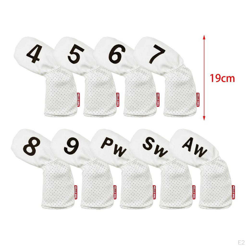 9 Pieces Golf , Head Cover 49,PW,SW,AW Long Neck Waterproof PU Leather Brands Accessories