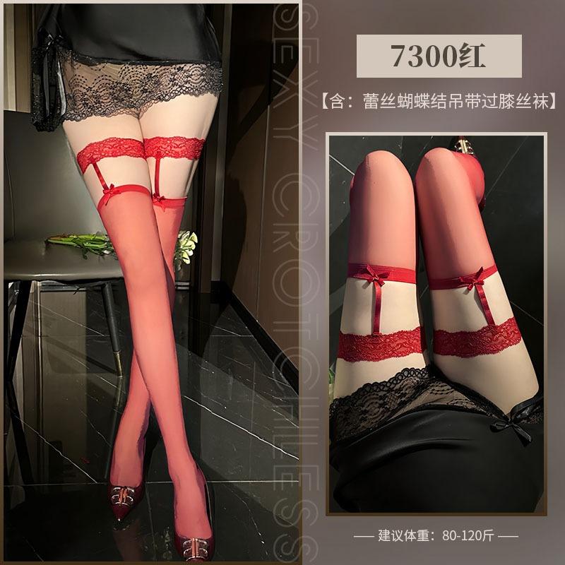 Sexy Lace Bow Decor Over Knee Sheer Stockings For Women Intimate Wear