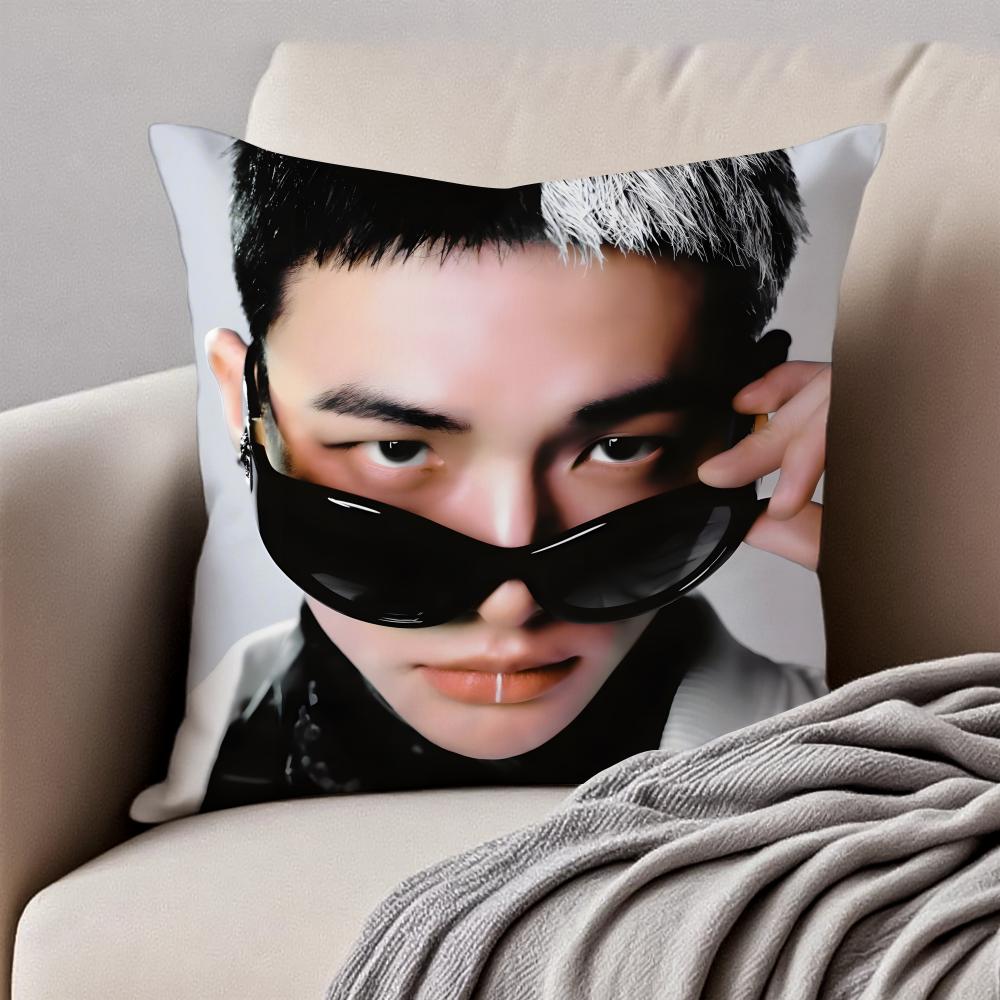 Handsome Kpop Idol HHwang HyunJin Cushion Cover Pillowcase Antidustmite Invisible Zipper Short Plush Sofa Cushion