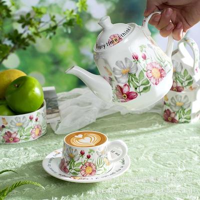 Set da tè in ceramica Girasole: Tazza da Caffè, Sottotazza, Piatto da Dessert, Cesto Frutta, Lattiera - Regalo Ideale