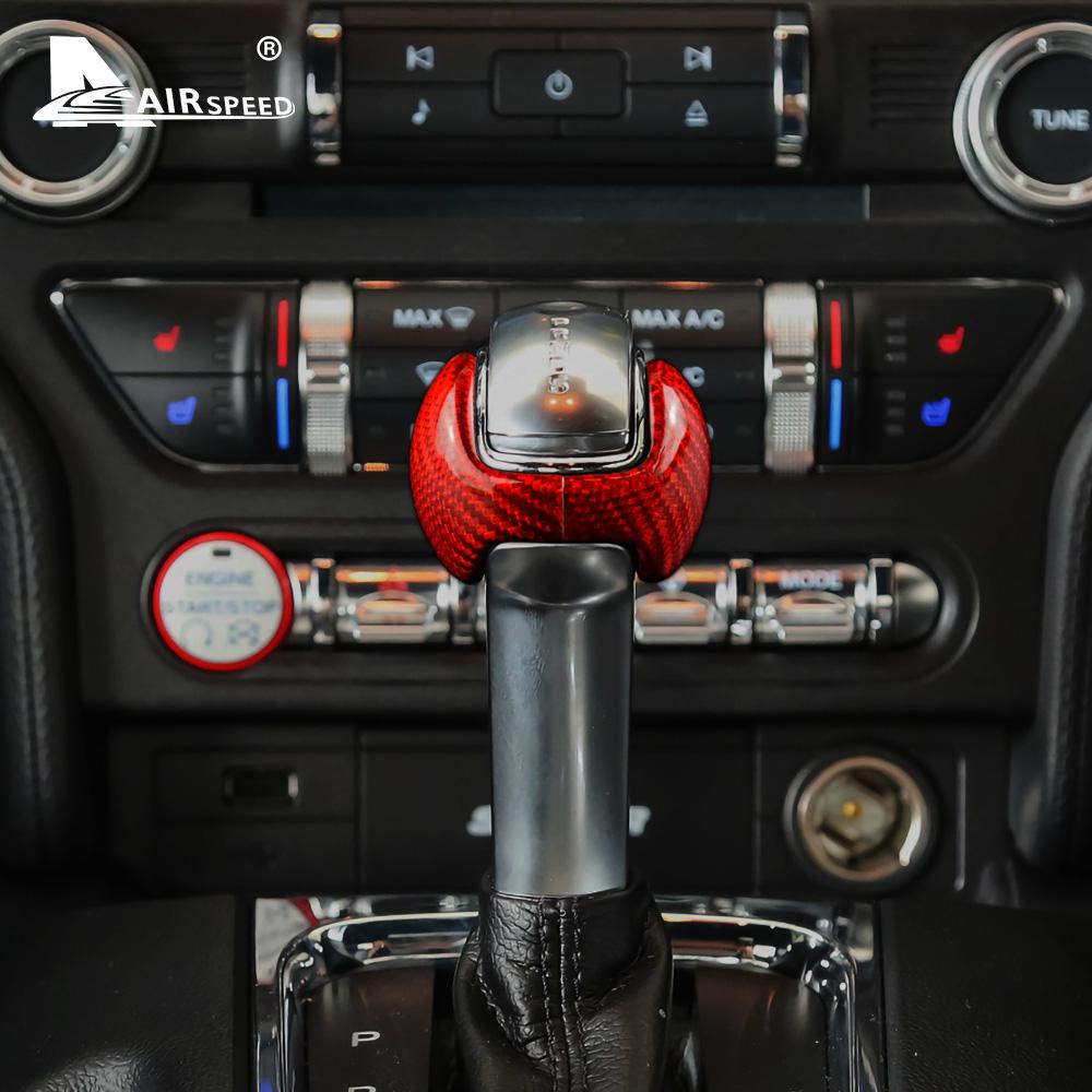 Real Hard Carbon Fiber Sticker for Ford Mustang 2015 2016 2017 2018 2019 2020 2021 2022 Accessories Interior Gear Shift Knob