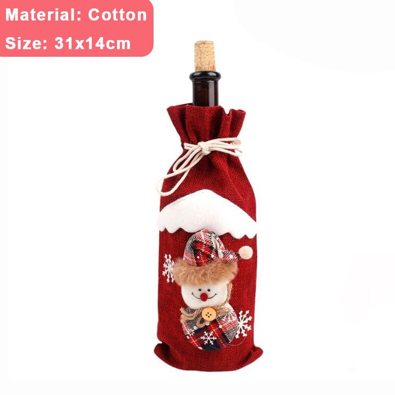 2/1Pcs Creative Christmas Wine Bottle Set Golden Velvet Dress Santa Claus Wine Bottle Cover Xmas New Year Dinner Table Decors