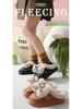 Waterproof Leather Bow Fur Women's Slippers - Thick, Cute, Relaxing Cotton Indoor/Outdoor Shoes