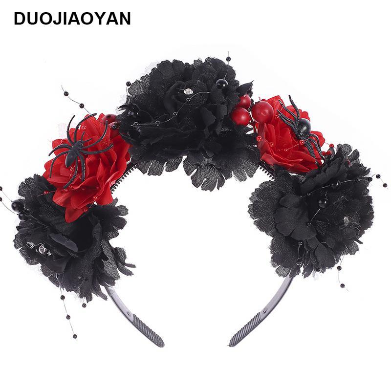 Halloween Flower Headband with Spider for Cosplay or Makeup Party