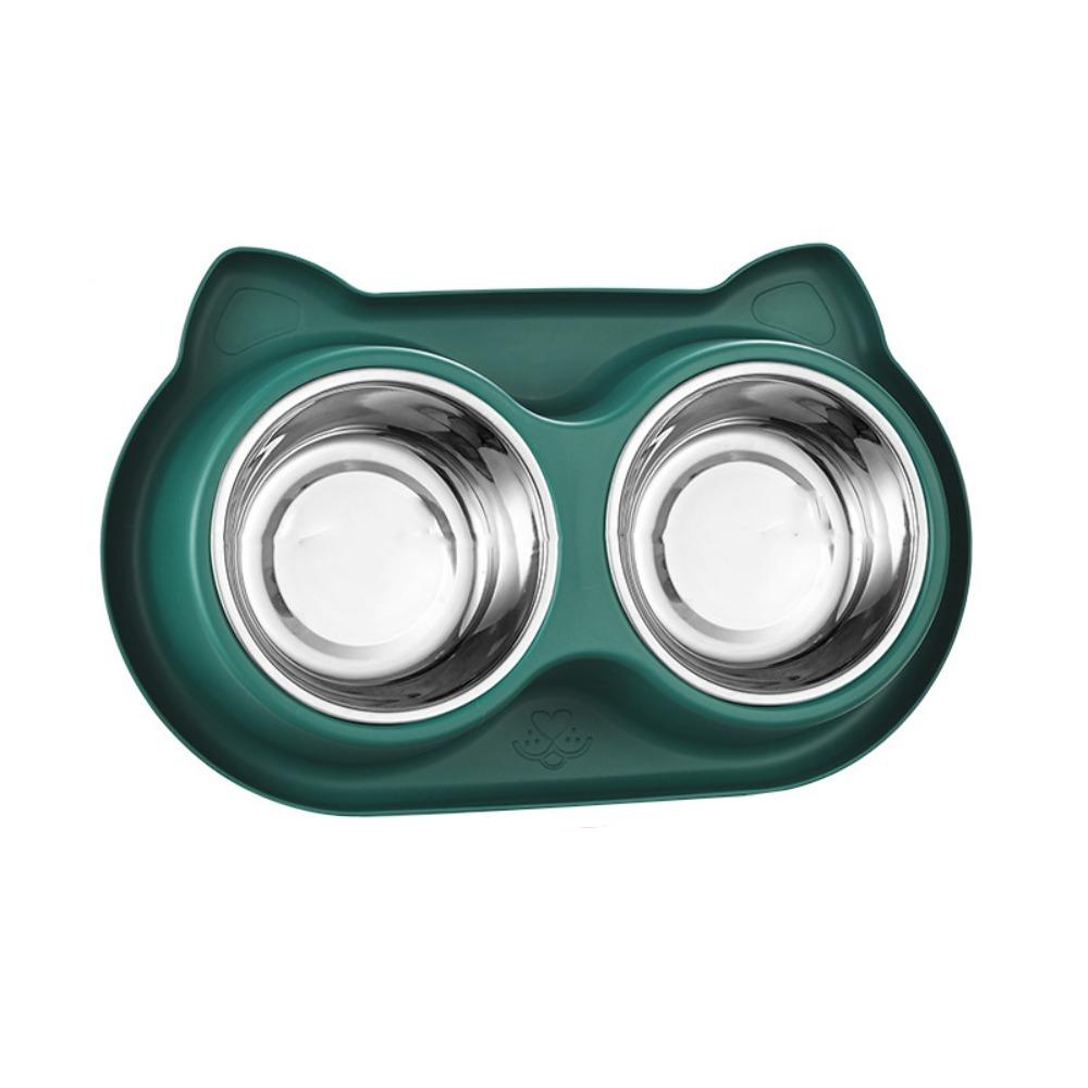 Multi-use Plastic Pet Feeding Double Bowls Stainless Steel Anti-Slip Cat Slow Food Bowl Cute Portable Pet Food Basin Puppy