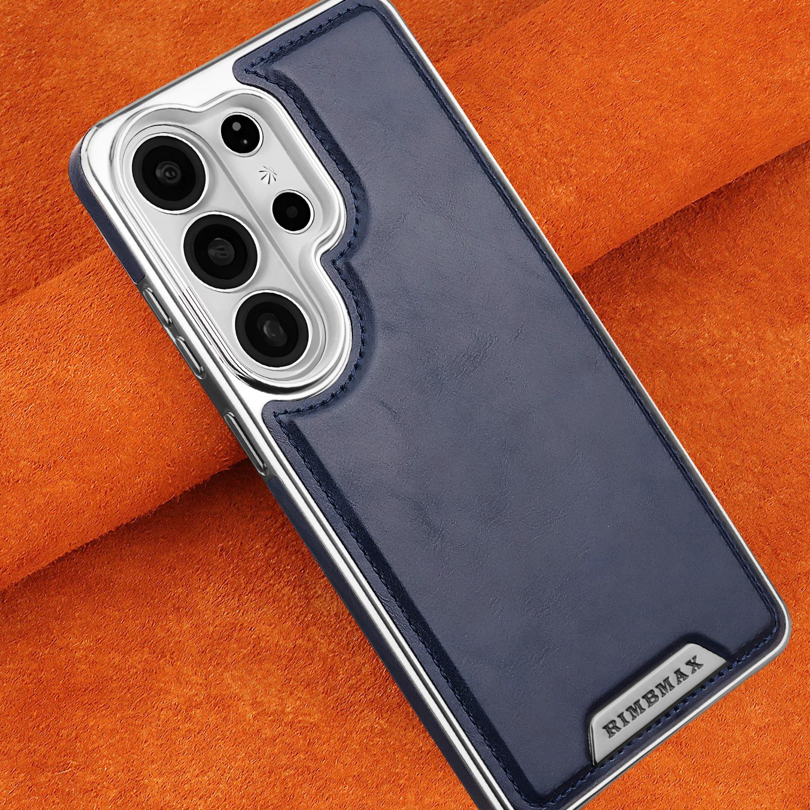 

Premium Elegent Leather Case For Samsun Galaxy S26 Edge S25 Ultra S24+ Plus S23 Magnetic Cover Shell Business Plating Frame Galaxy S26 Edge синий