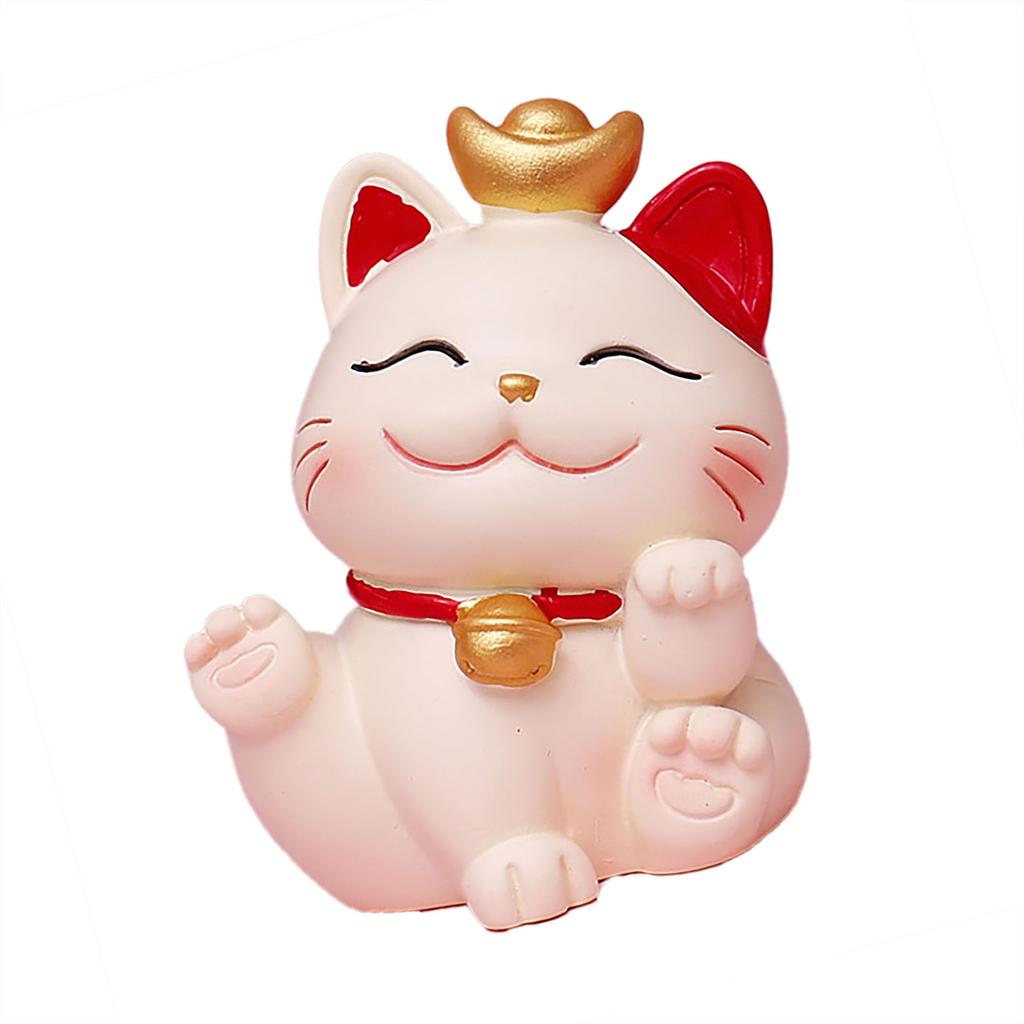 Lucky Cat Ornament Synthetic Resin Fortune Cat Statue Decoration for Home Living Room