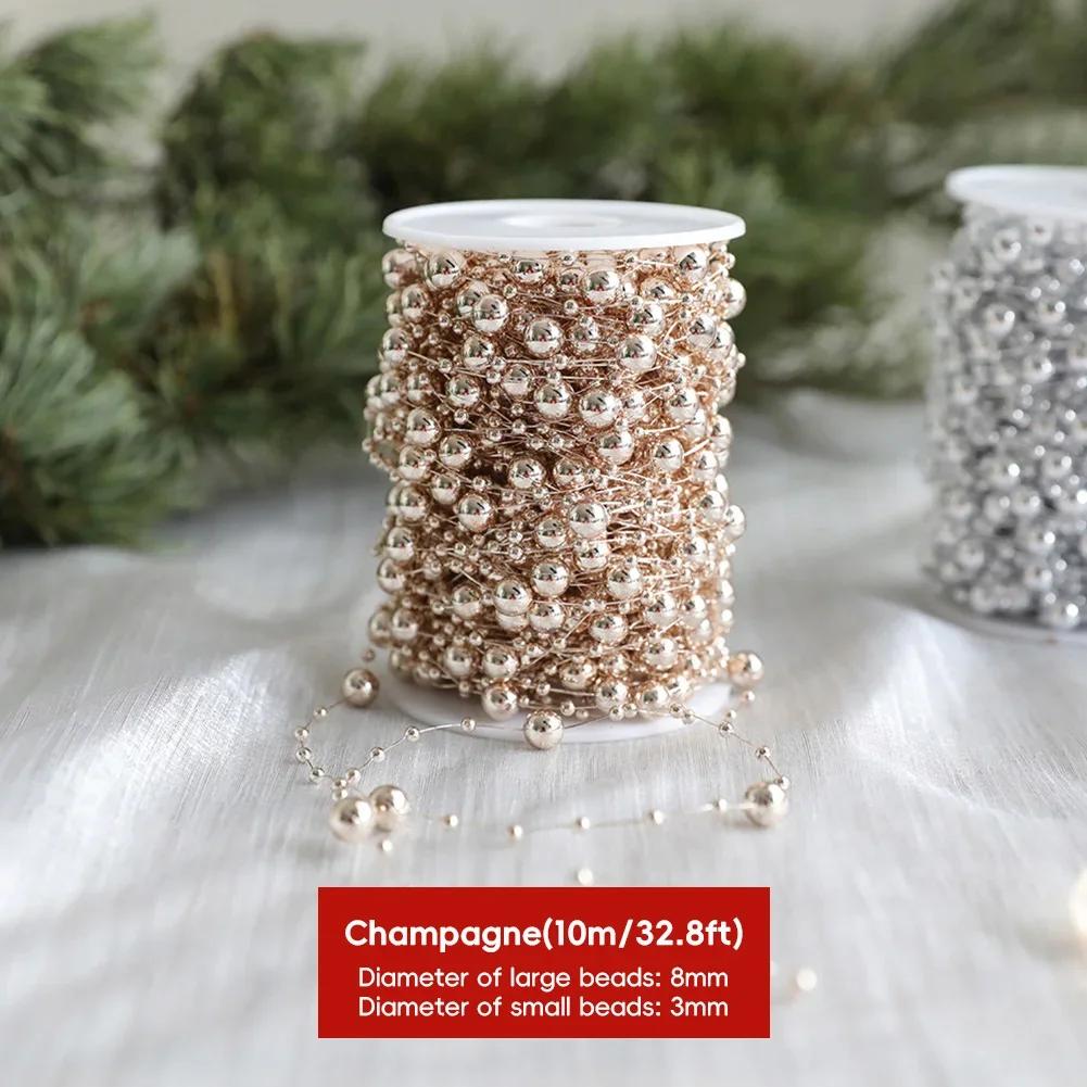 

2026 Premium Plastic Artificial Pearl Flower Chain 10m Wreath Bead String Ideal for Christmas Wedding Party Tree Decor шампанського
