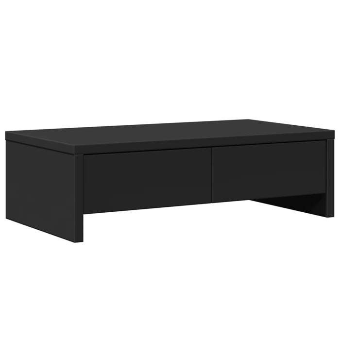 VidaXL Monitor Stand with Drawers Black Engineered Wood, Screen Riser, Monitor Shelf, Monitor Base 854662
