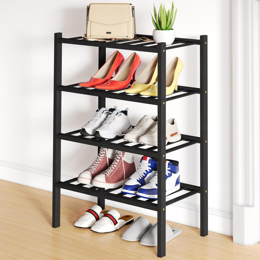Olanly Bamboo Shoe Organizer Quality Expandable Shoe Rack Stackable Free Standing Wooden Shoe Storage Shelf For Entryway Closet
